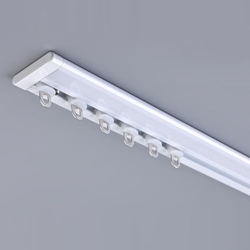 Raumteiler-Vorhangschiene, Deckenvorhangschiene, Hochbelastbare Aluminium-Vorhangschienen Für Wohnzimmer, Schlafzimmer, Wohnmobil, Dusche, Außenbereich, Krankenhaus(Size:1.30M,Color:weiß) von DQRMVV