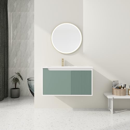 DQSPDBD Badezimmer-Waschtisch mit Waschbecken, modernes schwimmendes Waschtisch-Set für kleinen Raum, luxuriöser Wandschrank mit Keramikbecken und rundem Metallgriff DQSPDBD Badezimmer-Waschtisch mit Waschbecken, modernes schwimmendes Waschtisch-Set für kleinen Raum, luxuriöser Wandschrank mit Keramikbecken und rundem Metallgriff von DQSPDBD