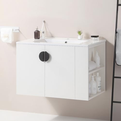 DQSPDBD Badezimmer-Waschtisch mit Waschbecken, modernes schwimmendes Waschtisch-Set für kleinen Raum, luxuriöser Wandschrank mit Keramikbecken und rundem Metallgriff DQSPDBD Badezimmer-Waschtisch mit Waschbecken, modernes schwimmendes Waschtisch-Set für kleinen Raum, luxuriöser Wandschrank mit Keramikbecken und rundem Metallgriff von DQSPDBD