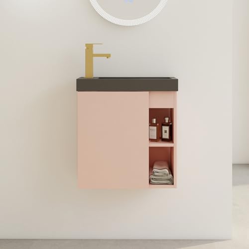 DQSPDBD Badezimmer-Waschtisch mit Waschbecken, modernes schwimmendes Waschtisch-Set für kleinen Raum, luxuriöser Wandschrank mit Keramikbecken und rundem Metallgriff DQSPDBD Badezimmer-Waschtisch mit Waschbecken, modernes schwimmendes Waschtisch-Set für kleinen Raum, luxuriöser Wandschrank mit Keramikbecken und rundem Metallgriff von DQSPDBD