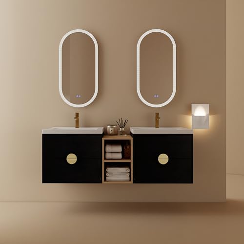 DQSPDBD Badezimmer-Waschtisch mit Waschbecken, modernes schwimmendes Waschtisch-Set für kleinen Raum, luxuriöser Wandschrank mit Keramikbecken und rundem Metallgriff DQSPDBD Badezimmer-Waschtisch mit Waschbecken, modernes schwimmendes Waschtisch-Set für kleinen Raum, luxuriöser Wandschrank mit Keramikbecken und rundem Metallgriff von DQSPDBD