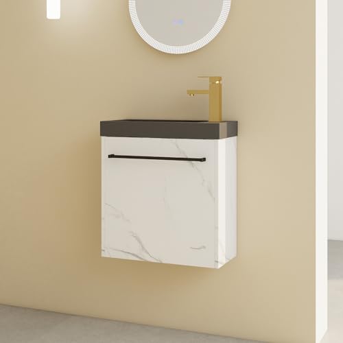 DQSPDBD Badezimmer-Waschtisch mit Waschbecken, modernes schwimmendes Waschtisch-Set für kleinen Raum, luxuriöser Wandschrank mit Keramikbecken und rundem Metallgriff DQSPDBD Badezimmer-Waschtisch mit Waschbecken, modernes schwimmendes Waschtisch-Set für kleinen Raum, luxuriöser Wandschrank mit Keramikbecken und rundem Metallgriff von DQSPDBD
