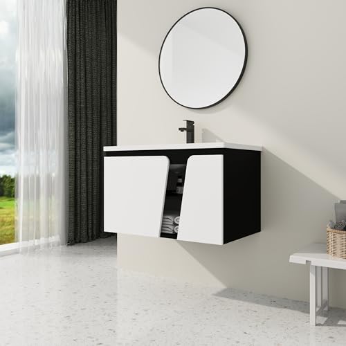 DQSPDBD Badezimmer-Waschtisch mit Waschbecken, modernes schwimmendes Waschtisch-Set für kleinen Raum, luxuriöser Wandschrank mit Keramikbecken und rundem Metallgriff DQSPDBD Badezimmer-Waschtisch mit Waschbecken, modernes schwimmendes Waschtisch-Set für kleinen Raum, luxuriöser Wandschrank mit Keramikbecken und rundem Metallgriff von DQSPDBD