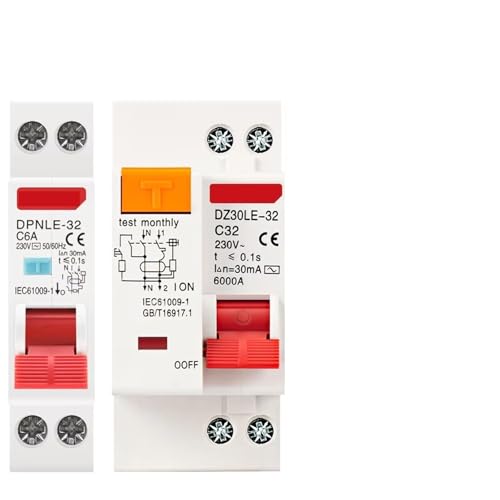 DPNL 230V 50/60Hz RCBO MCB 1P+N 6KA Residual Current Differential Automatic Circuit Breaker Over Current Leakage Protection(DPNLE 18MM,16A) von DQTWFJDZH