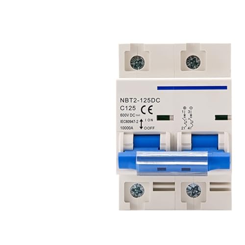 NBT2-125DC 2P PV Din Rail DC 600V 80A 100A 125A 10kA C Curve Solar Switch Mini Circuit Breaker MCB(100A) von DQTWFJDZH