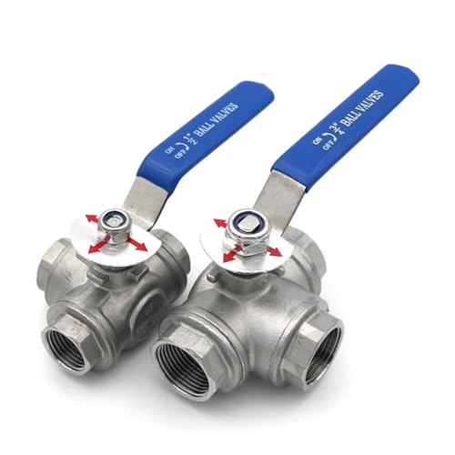 SS304 316L Stainless Steel BSPT Three Way Ball Valve L Type T Type 1/4" 3/8" 1/2" 3/4" 1" 1-1/2" 2" Female Thread(1/4",T TYPE_SS304) von DQTWFJDZH