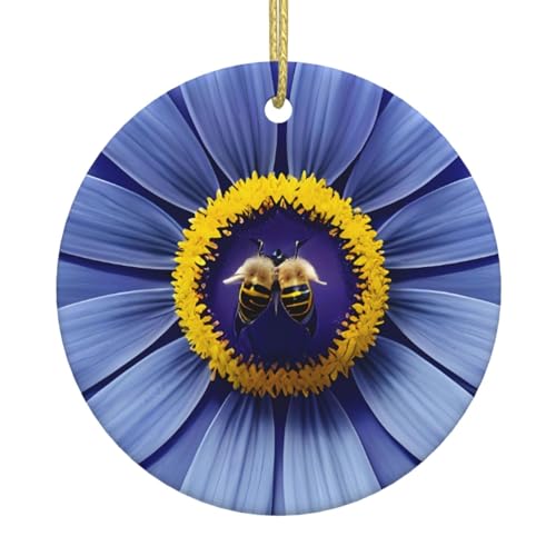 Blume Herz Biene Weihnachtsbaum Keramik Hängend Exquisite Handwerkskunst, festliche Atmosphäre, Heimdekoration und Geschenk. von DQXYCTXC