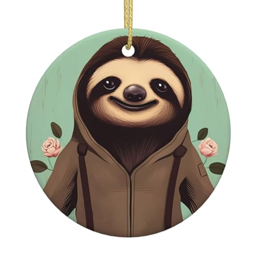 Cartoon Faultier Weihnachtsbaum Keramik Hängend Exquisite Handwerkskunst, festliche Atmosphäre, Heimdekoration und Geschenk. von DQXYCTXC