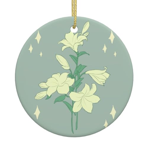 Cartoon Weiße Lilien Weihnachtsbaum Keramik Hängend Exquisite Handwerkskunst, festliche Atmosphäre, Heimdekoration und Geschenk. von DQXYCTXC