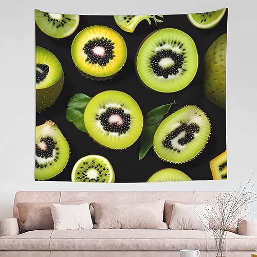 DQXYCTXC Grüner Kiwi-Wandteppich, 152,4 x 130,9 cm. Heimdekoration, feine Verarbeitung, modisches Muster, verleiht Ihrem Zuhause eine künstlerische Atmosphäre. von DQXYCTXC