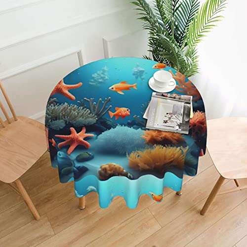 DQXYCTXC Korallenfisch-Unterwasser-Tischdecke, 152,4 cm, wasserdicht und öldicht, leicht zu reinigen, geeignet für Restaurants und Familientreffen. von DQXYCTXC