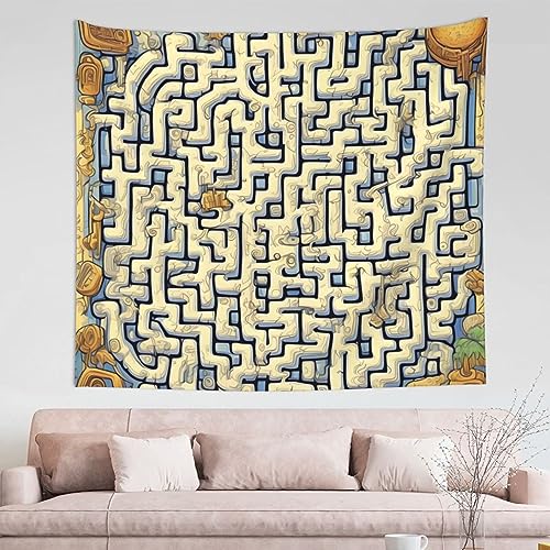 DQXYCTXC Labyrinth-Schatzkarten-Wandteppich, 152,4 x 130,9 cm. Heimdekoration, feine Verarbeitung, modisches Muster, verleiht Ihrem Zuhause eine künstlerische Atmosphäre. von DQXYCTXC