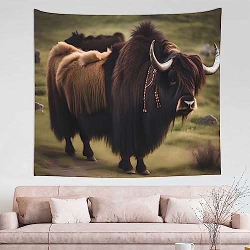 DQXYCTXC Mighty Highland Yak Wandteppich, 152,4 x 130,9 cm. Heimdekoration, feine Verarbeitung, modisches Muster, verleiht Ihrem Zuhause eine künstlerische Atmosphäre. von DQXYCTXC