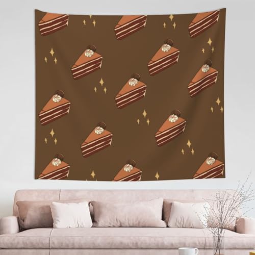 DQXYCTXC Schokoladen-Quadrat-Kuchen-Wandteppich, 152,4 x 130,9 cm. Heimdekoration, feine Verarbeitung, modisches Muster, fügen Sie Ihrem Zuhause eine künstlerische Atmosphäre hinzu. von DQXYCTXC