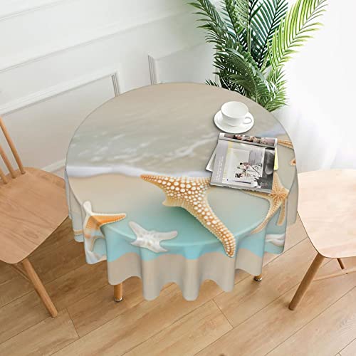 DQXYCTXC Tischdecke mit Seestern am Strand, 152,4 cm, wasserdicht und öldicht, leicht zu reinigen, geeignet für Restaurants und Familientreffen. von DQXYCTXC