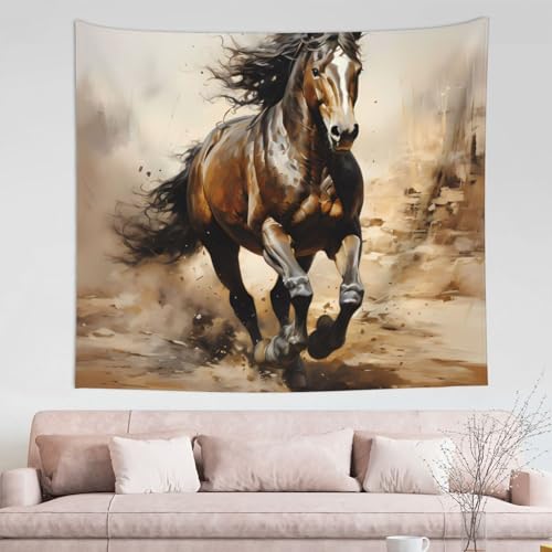 DQXYCTXC Wandteppich, Motiv: Westernpferd, 152,4 x 130,9 cm. Heimdekoration, feine Verarbeitung, modisches Muster, verleiht Ihrem Zuhause eine künstlerische Atmosphäre. von DQXYCTXC