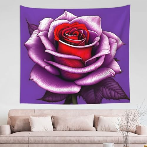 DQXYCTXC Wandteppich mit Fuchsia-Rose, 152,4 x 130,9 cm. Heimdekoration, feine Verarbeitung, modisches Muster, verleiht Ihrem Zuhause eine künstlerische Atmosphäre. von DQXYCTXC