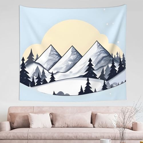 DQXYCTXC Wandteppich mit weißen Schneebergen, 152,4 x 130,9 cm. Heimdekoration, feine Verarbeitung, modisches Muster, verleiht Ihrem Zuhause eine künstlerische Atmosphäre. von DQXYCTXC