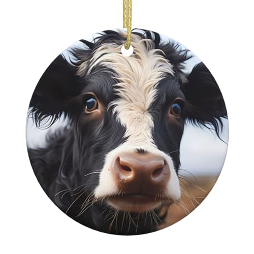Niedlicher Kuh-Weihnachtsbaum, Keramik, zum Aufhängen, exquisite Handwerkskunst, festliche Atmosphäre, Heimdekoration und Geschenk. von DQXYCTXC