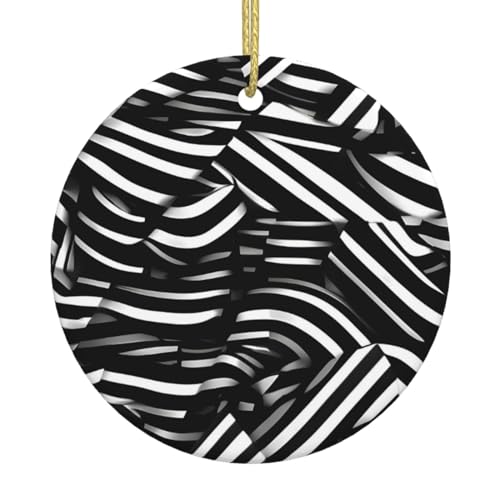 Schwarze und weiße Linien Weihnachtsbaum Keramik hängend Exquisite Handwerkskunst Festliche Atmosphäre Heimdekoration und Geschenk geben von DQXYCTXC