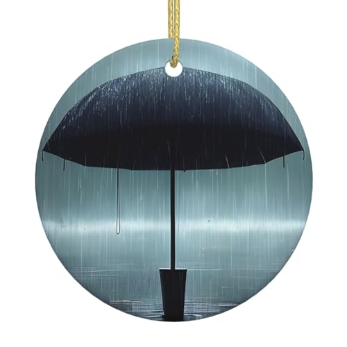 Schwarzer Regenschirm im Regen Weihnachtsbaum Keramik zum Aufhängen Exquisite Handwerkskunst, festliche Atmosphäre, Heimdekoration und Geschenk. von DQXYCTXC