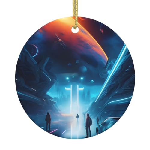 Science Fiction Future Weihnachtsbaum Keramik Hängend Exquisite Handwerkskunst, festliche Atmosphäre, Heimdekoration und Geschenk von DQXYCTXC