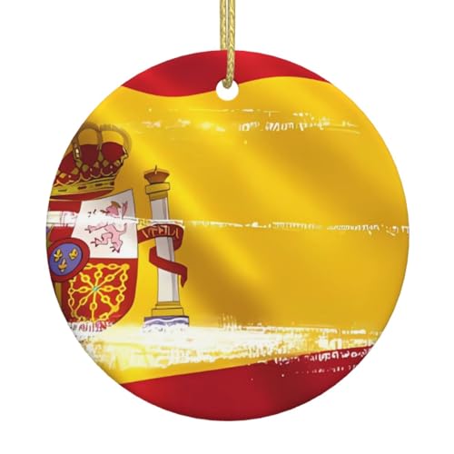Spanien-Flagge, Weihnachtsbaum, Keramik, zum Aufhängen, exquisite Handwerkskunst, festliche Atmosphäre, Heimdekoration und Geschenk. von DQXYCTXC