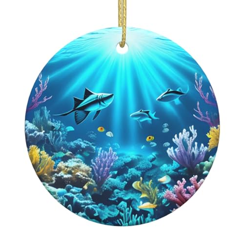U-Boot Korallenrochen Weihnachtsbaum Keramik Hängend Exquisite Handwerkskunst Festliche Atmosphäre Heimdekoration und Geschenk geben von DQXYCTXC