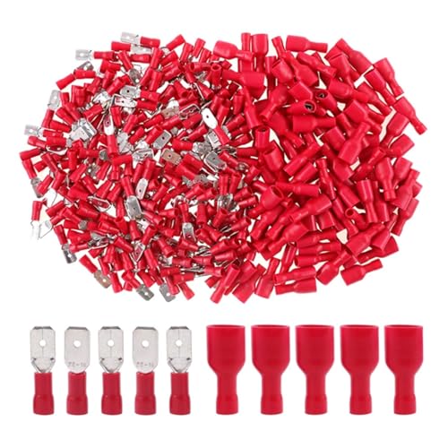 DQZRTUECA 100 Pcs Isolierte Spaten Schnell Trennen Crimp Draht Anschlüsse Männlich Weiblich Multicolor(Red) von DQZRTUECA
