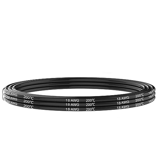 DQZRTUECA 18 AWG verzinnter elektrischer Silikondraht aus Kupfer, mehrfarbig, 1–100 m, for Schweißen(Black,9M) von DQZRTUECA