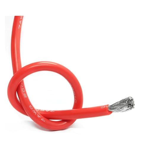 DQZRTUECA 5 m hitzebeständiger, silikonisolierter Kupferlitzendraht, mehrfarbig, mehrere AWG-Größen(Red,12AWG) von DQZRTUECA