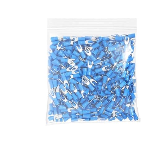 DQZRTUECA 500 Stücke Messing Blau Gabel Spaten Splice Crimpverbinder Aderendhülsen Kabelschuhe vorisolierte SV2 Serie(SV2-5s) von DQZRTUECA