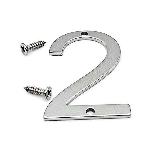 DQZRTUECA Edelstahl Hausnummern 50mm mit Schrauben for Tür Mailbox Straße(Number 2) von DQZRTUECA