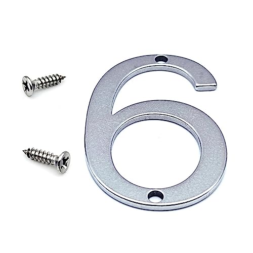 DQZRTUECA Edelstahl Hausnummern 50mm mit Schrauben for Tür Mailbox Straße(Number 6) von DQZRTUECA