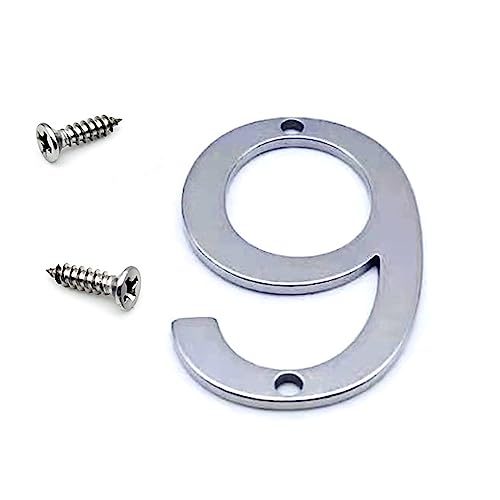 DQZRTUECA Edelstahl Hausnummern 50mm mit Schrauben for Tür Mailbox Straße(Number 9) von DQZRTUECA