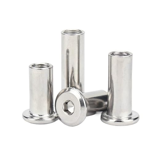 DQZRTUECA Edelstahl-Sortiment Helicoil Typ, 20 stücke Hex Sechskantmutter Edelstahl Flache Innensechskant Nietverbinder Einsatz Gelenkhülse Kappe M3-M8(M5 x10pcs 12mm Length) von DQZRTUECA
