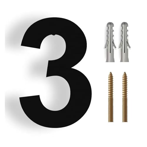 DQZRTUECA Hausnummern aus Edelstahl, 15–30 cm, mehrfarbig(Black No.3,20cm) von DQZRTUECA