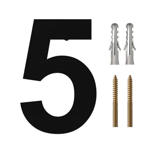 DQZRTUECA Hausnummern aus Edelstahl, 15–30 cm, mehrfarbig(Black No.5,20cm) von DQZRTUECA