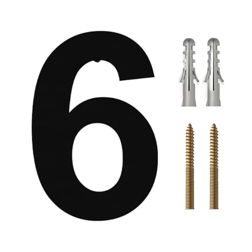 DQZRTUECA Hausnummern aus Edelstahl, 15–30 cm, mehrfarbig(Black No.6,20cm) von DQZRTUECA
