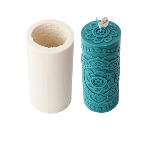 DQZRTUECA Klassische Säule Relief Blume Muster Silikon Kerze Form Zylinder(1) von DQZRTUECA
