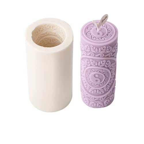 DQZRTUECA Klassische Säule Relief Blume Muster Silikon Kerze Form Zylinder(3) von DQZRTUECA