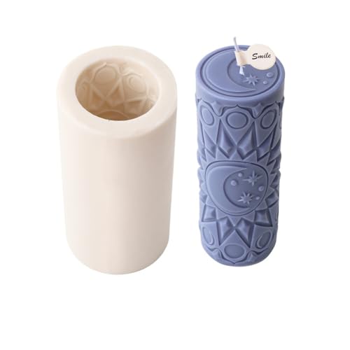 DQZRTUECA Klassische Säule Relief Blume Muster Silikon Kerze Form Zylinder(4) von DQZRTUECA