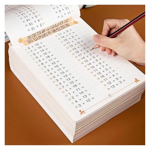 DQZRTUECA Magic Calligraphy Übungsheft, Within 10/50/100 Addition and Subtraction Kids Children Kindergarten Early Education Exercise Book(0 100) von DQZRTUECA