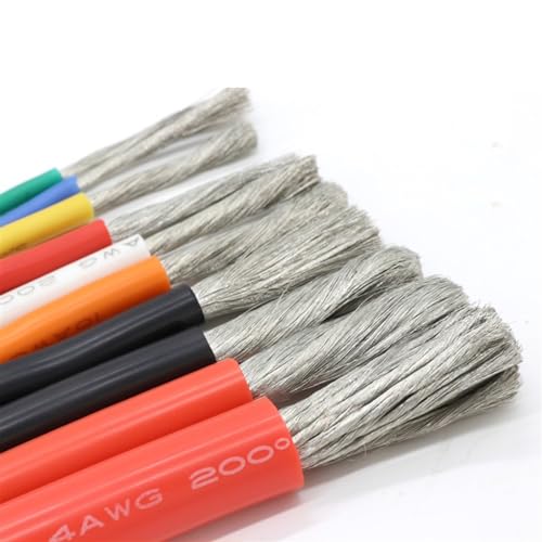 DQZRTUECA Massiver Kupferdraht, silikonisoliert, hitzebeständig, mehrere Größen, Schwarz/Rot(Black,5Meter 16AWG) von DQZRTUECA