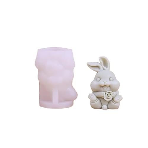 DQZRTUECA Rose Kaninchen Silikon Kerze Form for DIY Aromatherapie Gips Handwerk Casting Ostern Geschenk(Rose Rabbit) von DQZRTUECA