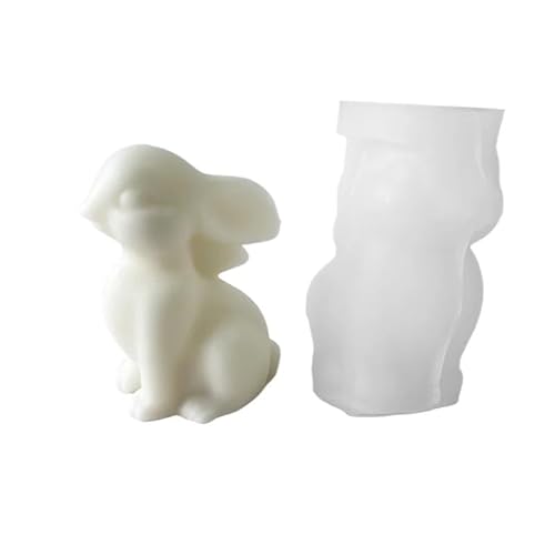 DQZRTUECA Rose Kaninchen Silikon Kerze Form for DIY Aromatherapie Gips Handwerk Casting Ostern Geschenk(Sitting Rabbit) von DQZRTUECA