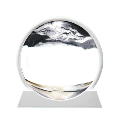 DQZRTUECA Sanduhr, Sanduhr, Sandkunst, Bild, 3D, weißer Rahmen, Treibsand-Malerei, mehrfarbig, Wohnzimmer-Dekoration, Geschenk(Blackwhite) von DQZRTUECA