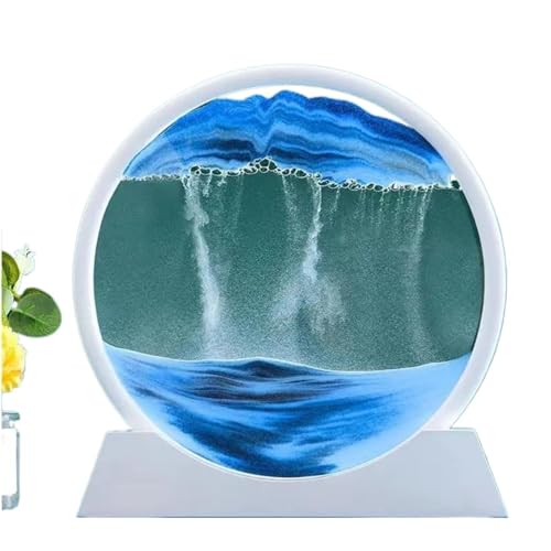 DQZRTUECA Sanduhr, Sanduhr, Sandkunst, Bild, 3D, weißer Rahmen, Treibsand-Malerei, mehrfarbig, Wohnzimmer-Dekoration, Geschenk(Blue) von DQZRTUECA