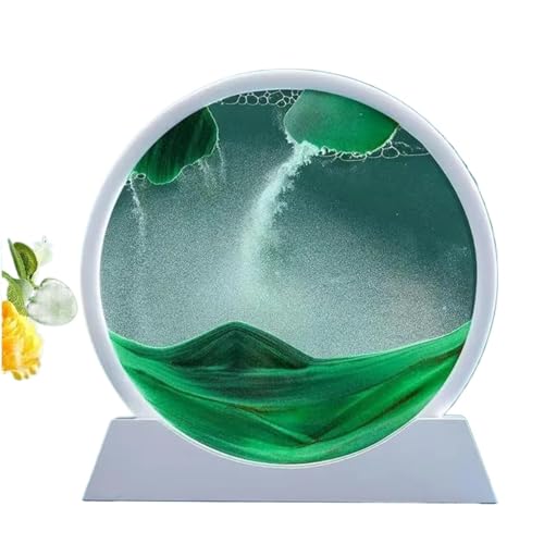 DQZRTUECA Sanduhr, Sanduhr, Sandkunst, Bild, 3D, weißer Rahmen, Treibsand-Malerei, mehrfarbig, Wohnzimmer-Dekoration, Geschenk(Green) von DQZRTUECA