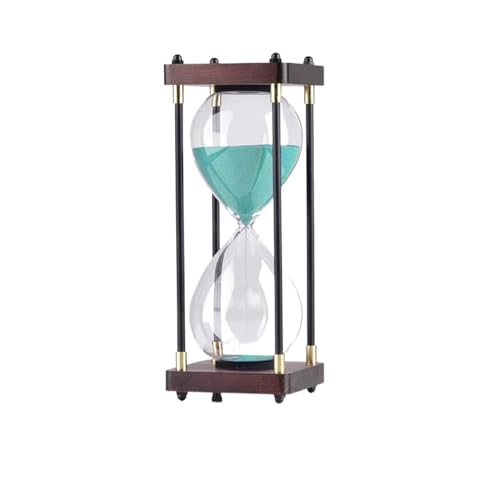 DQZRTUECA Sanduhr Timer Holz und Metallrahmen 60min 10x25cm Multicolor Home Desktop Decor(Peacock Blue) von DQZRTUECA